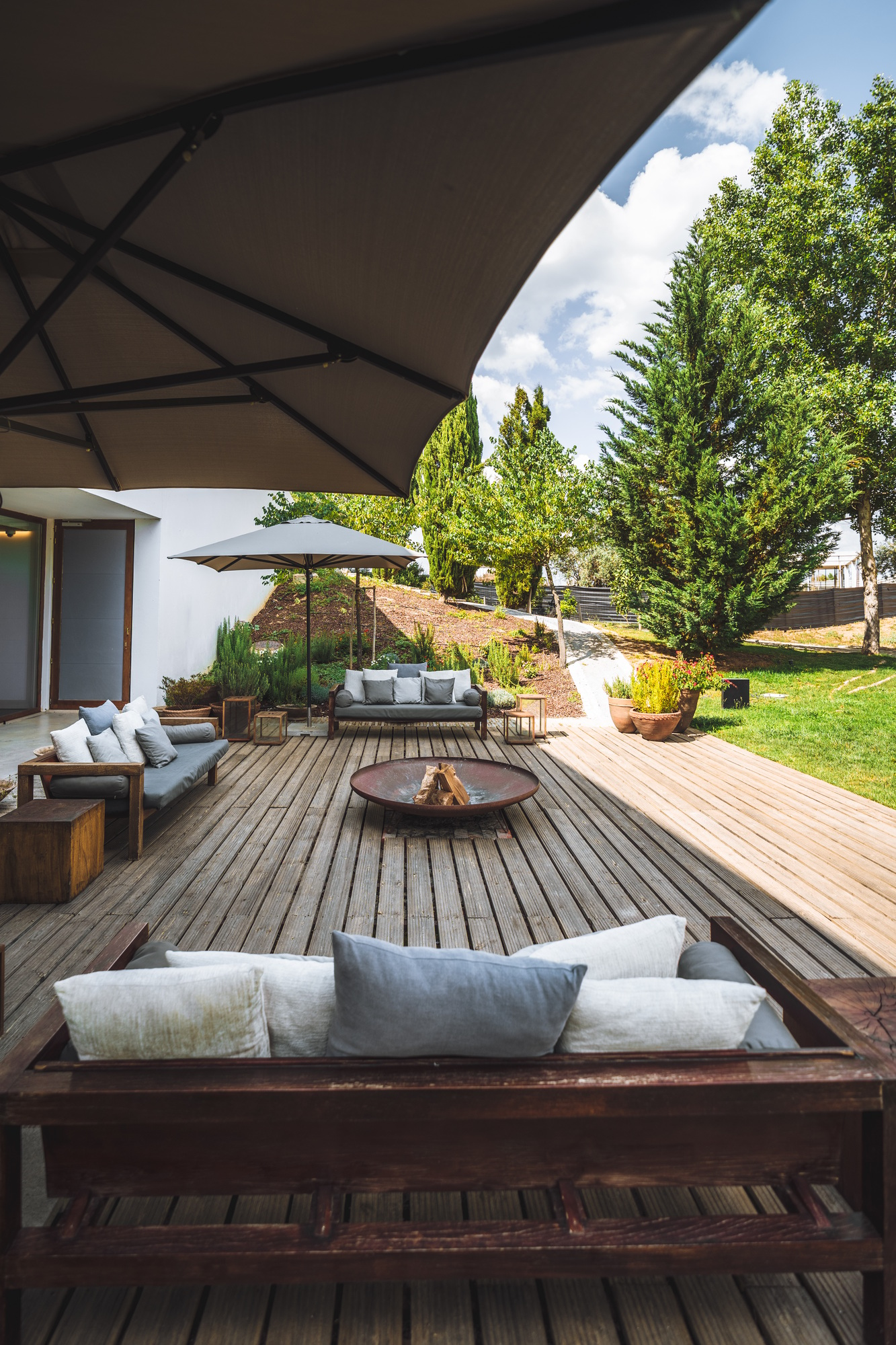 Cozy patio with seating and fire pit